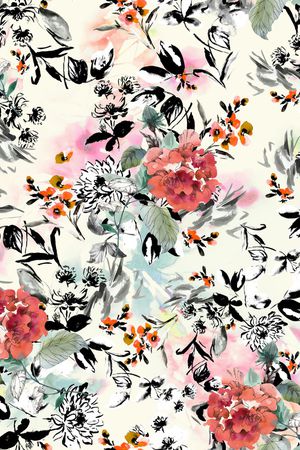 手绘花卉印花华亿平台图片