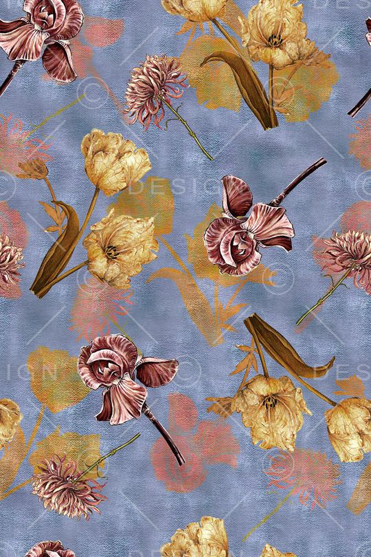 水彩花卉印花华亿平台图片