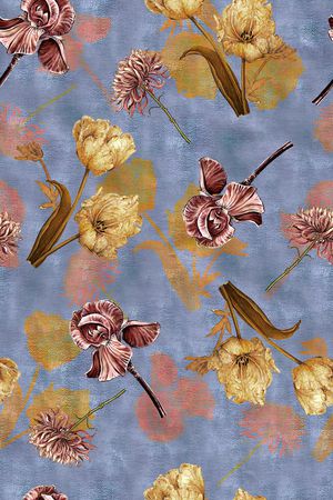 水彩花卉印花华亿平台图片