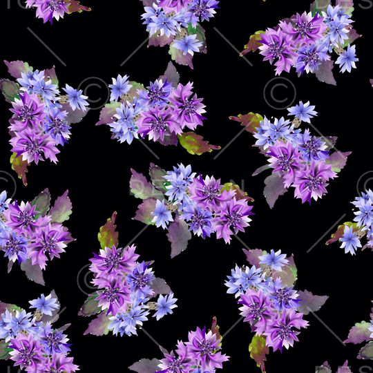 黑底花卉印花华亿平台图片