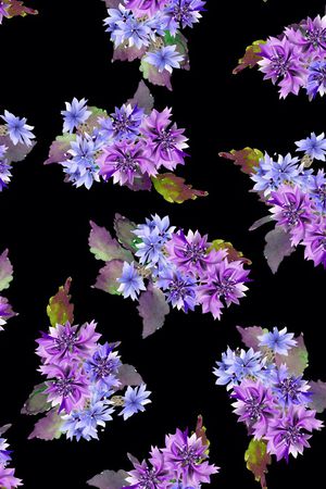 黑底花卉印花华亿平台图片