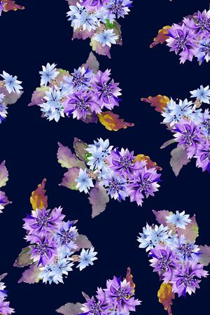 黑底花卉印花华亿平台图片