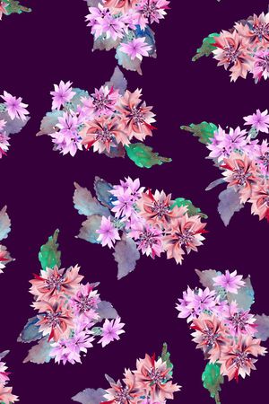 黑底花卉印花华亿平台图片