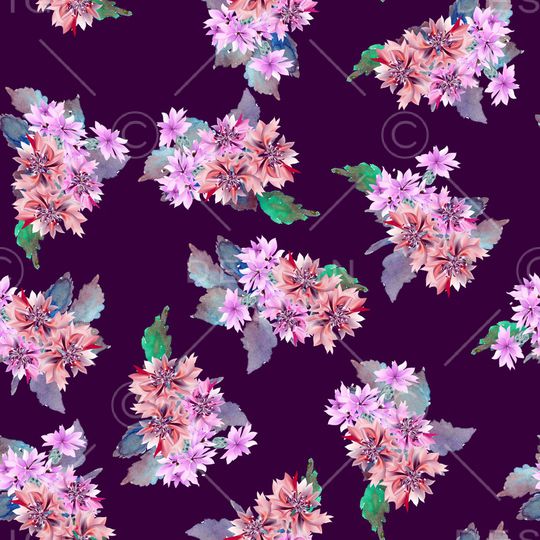 黑底花卉印花华亿平台图片