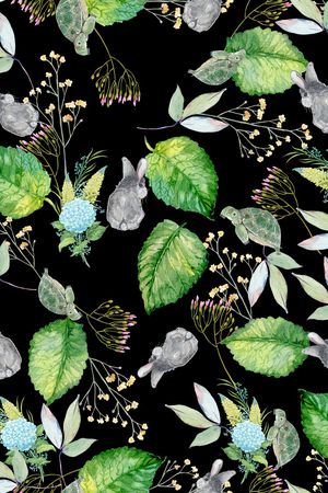 黑底花卉印花华亿平台图片