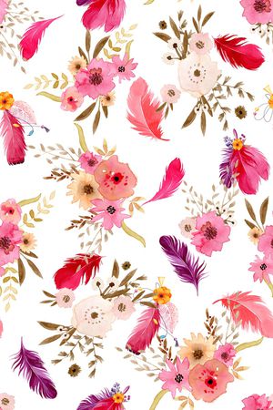 水彩花卉印花华亿平台图片