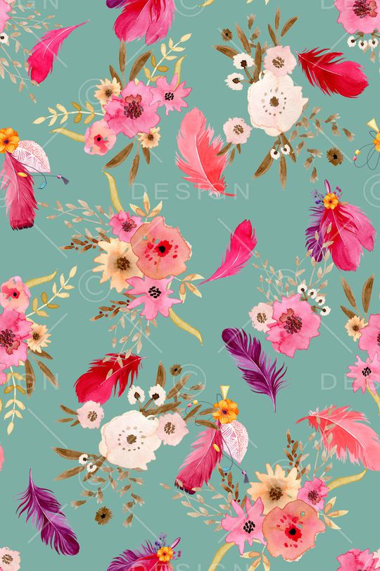 水彩花卉印花华亿平台图片