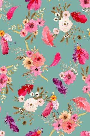 水彩花卉印花华亿平台图片