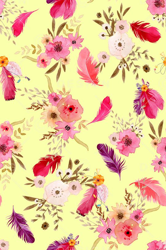 水彩花卉印花华亿平台图片