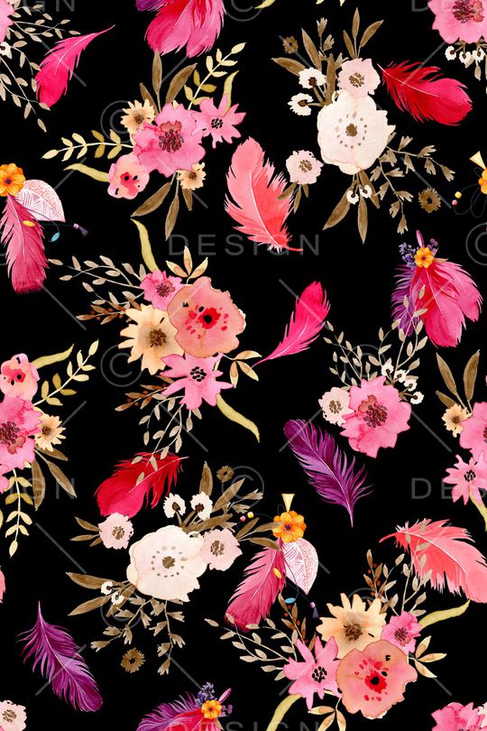 水彩花卉印花华亿平台图片