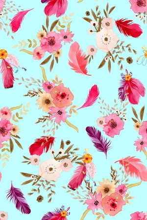 水彩花卉印花华亿平台图片