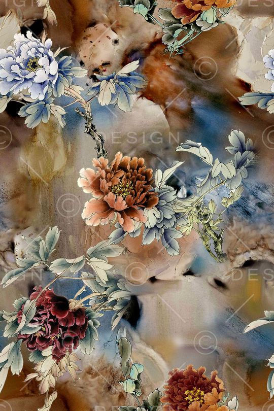 牡丹印花华亿平台图片