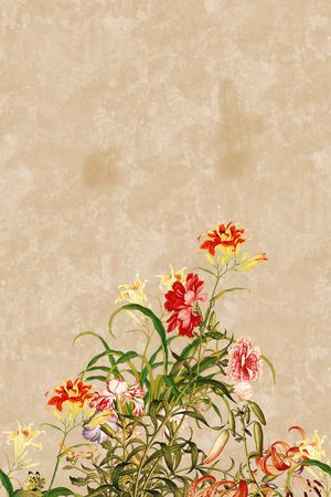 水彩花卉印花华亿平台图片