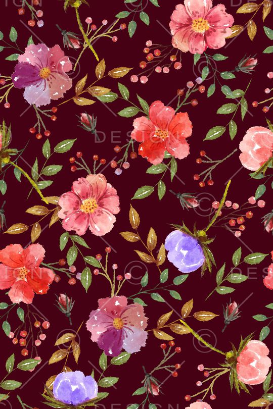 水彩花卉印花华亿平台图片