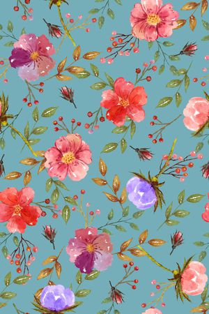 水彩花卉印花华亿平台图片