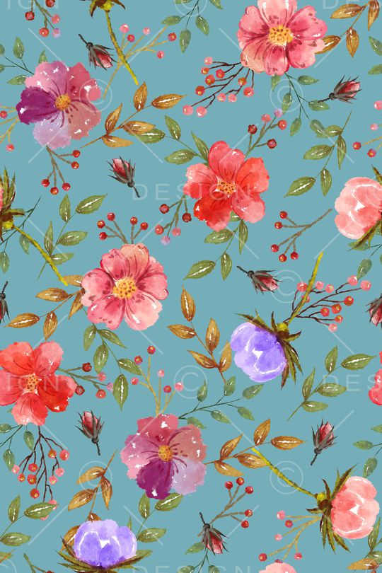 水彩花卉印花华亿平台图片