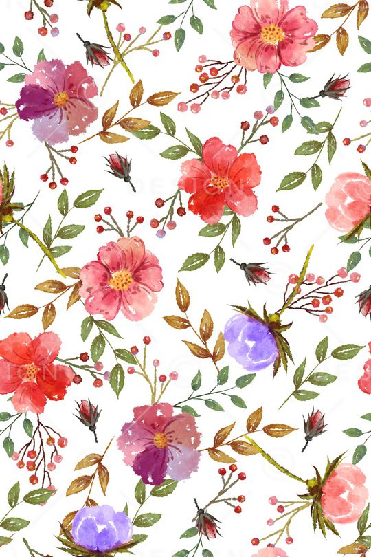 水彩花卉印花华亿平台图片