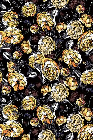 手绘花卉印花华亿平台图片