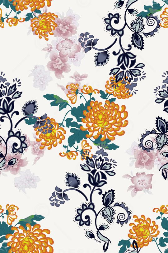 菊花印花华亿平台图片