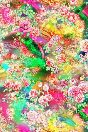 手绘花卉印花华亿平台图片