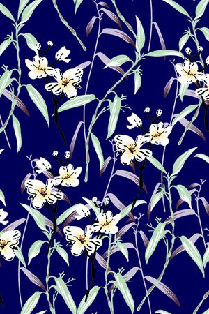 黑底花卉印花华亿平台图片