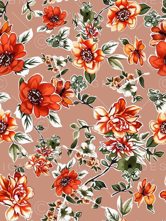 手绘花卉印花华亿平台图片