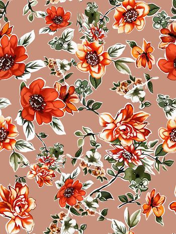 手绘花卉印花华亿平台图片