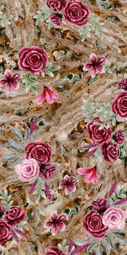 手绘花卉印花华亿平台图片