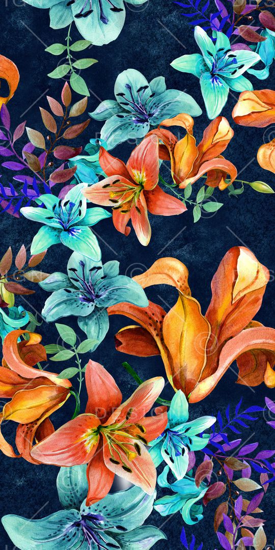 手绘花卉印花华亿平台图片