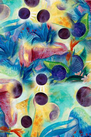 抽象花卉印花华亿平台图片