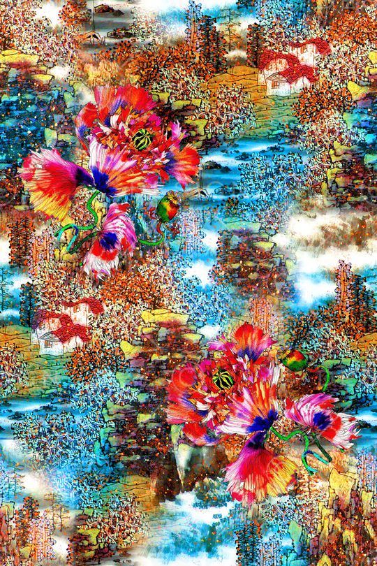 花卉印花华亿平台图片