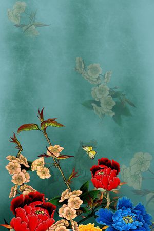 牡丹印花华亿平台图片