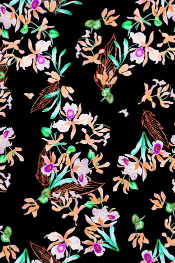 1026721-黑底花卉亮色花配色