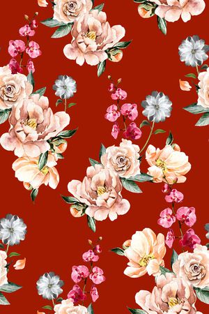 手绘花卉印花华亿平台图片