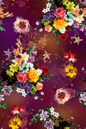 水彩花卉印花华亿平台图片