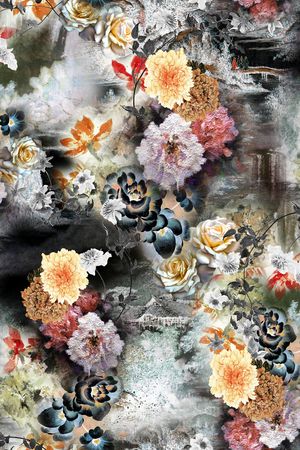 朦胧花卉印花华亿平台图片