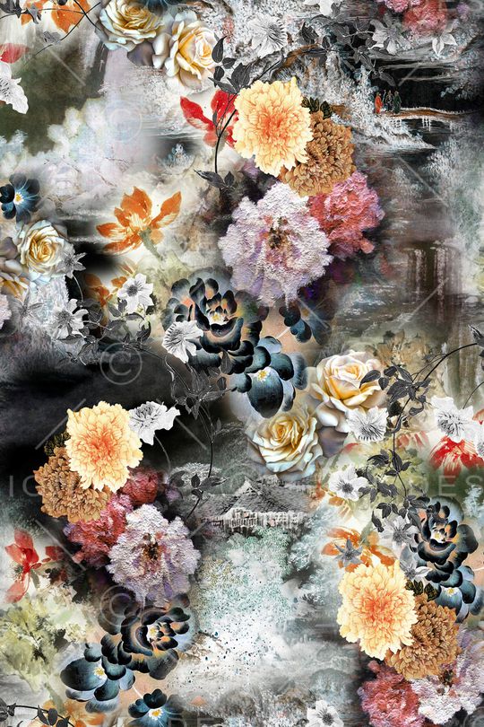 朦胧花卉印花华亿平台图片