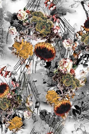 线条花卉印花华亿平台图片