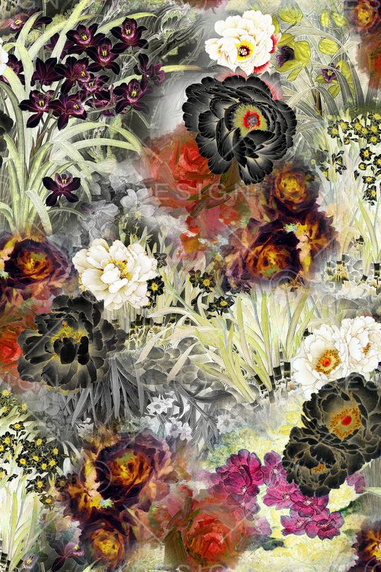 朦胧花卉印花华亿平台图片