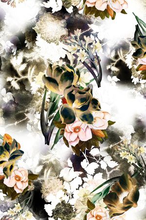 朦胧花卉印花华亿平台图片