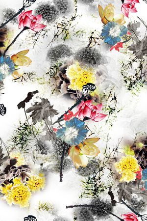 民族花卉印花华亿平台图片