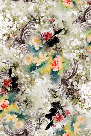 朦胧花卉印花华亿平台图片