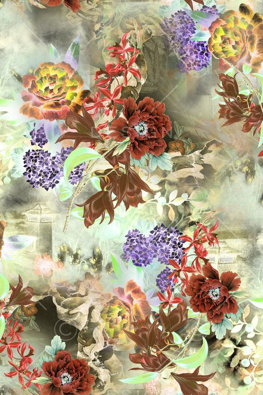 民族花卉印花华亿平台图片