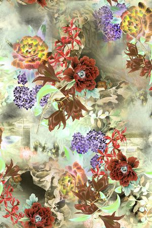 民族花卉印花华亿平台图片