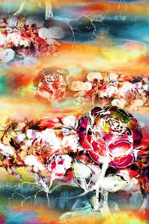 抽象花卉印花华亿平台图片