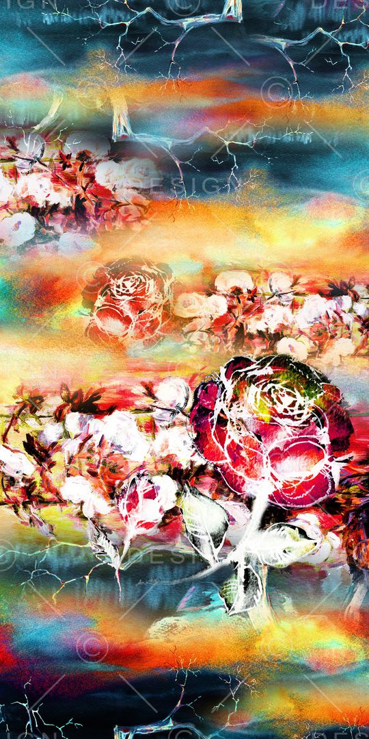 抽象花卉印花华亿平台图片