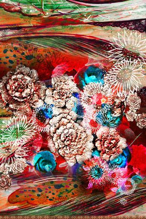 抽象花卉印花华亿平台图片