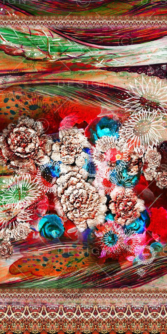 抽象花卉印花华亿平台图片