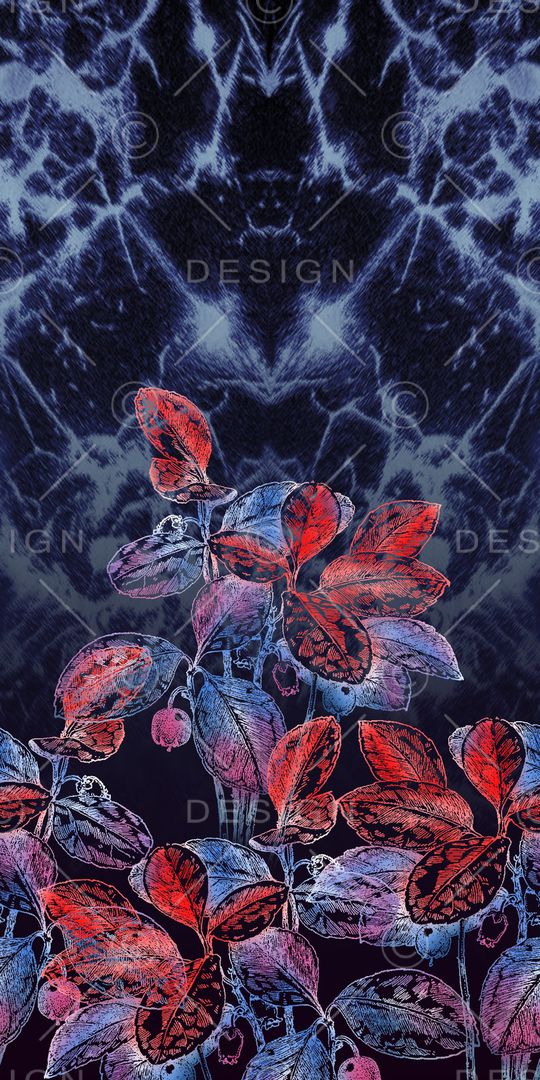 水墨肌理花卉印花华亿平台图片