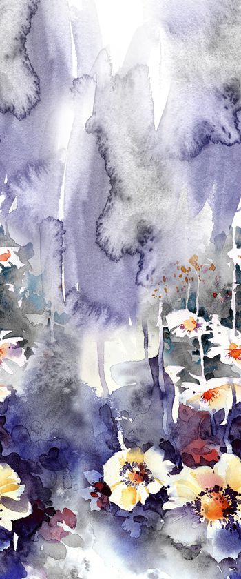 水彩花卉印花华亿平台图片